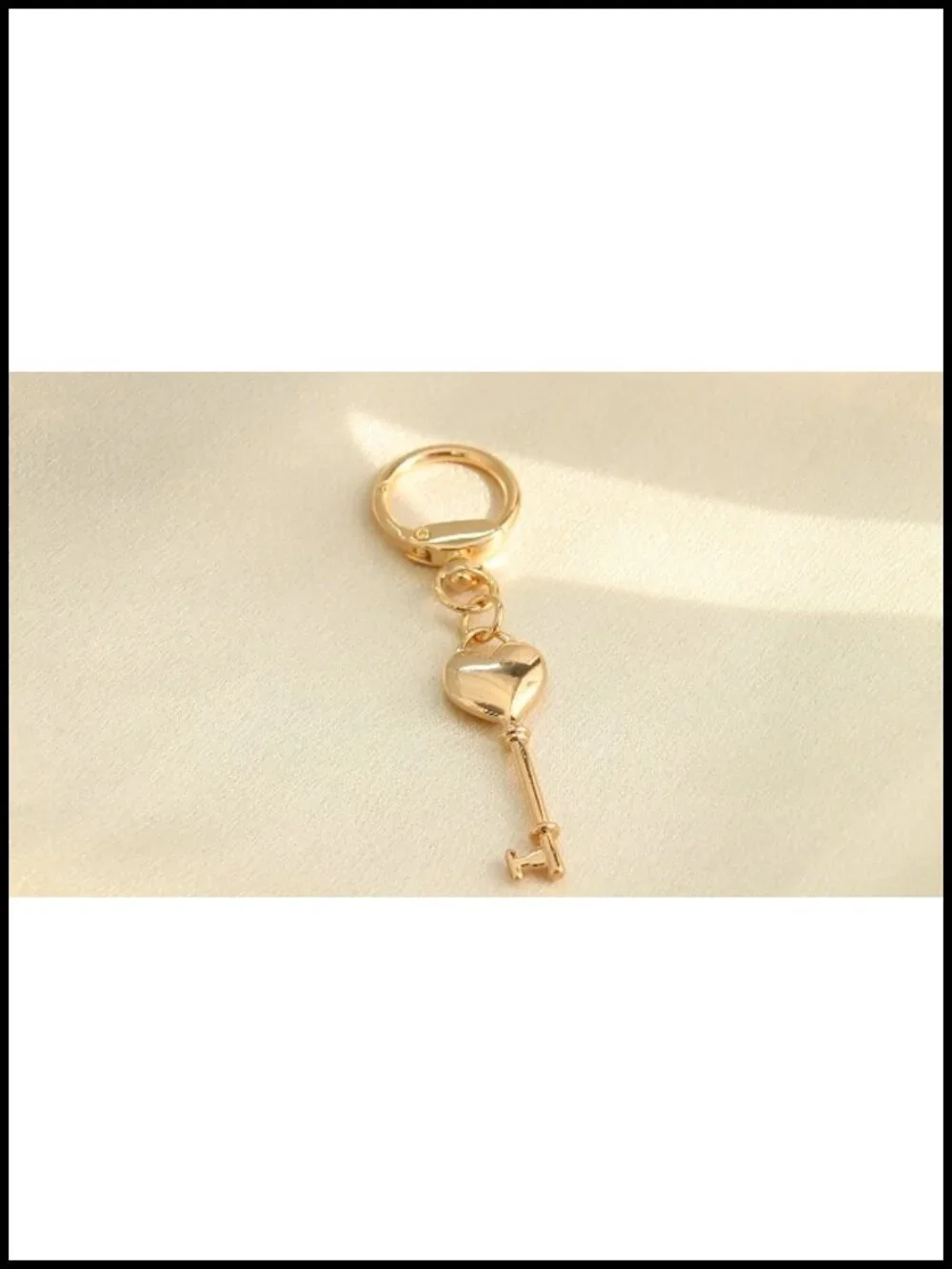 Gold Heart Keychain for Handbags, Brass Key Ring Charm, Anne